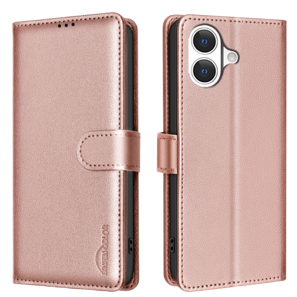 BINFEN knížkové pouzdro na iPhone 17 - růžovozlaté