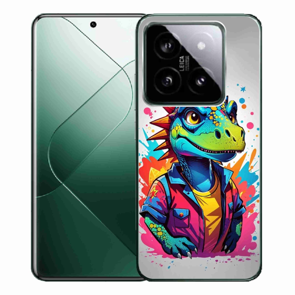 Gelový kryt mmCase na Xiaomi 14 Pro - barevný dinosaurus