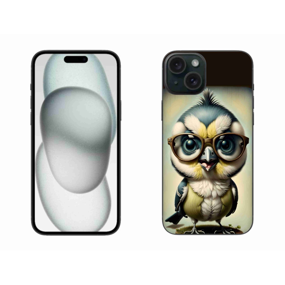 Gelový kryt mmCase na iPhone 15 Plus - mládě s brýlemi