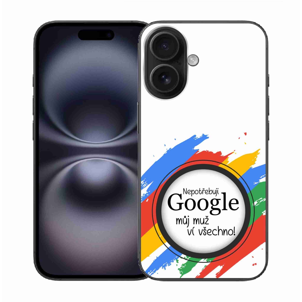 Gelový kryt mmCase na iPhone 16 - muž ví všechno bílé pozadí
