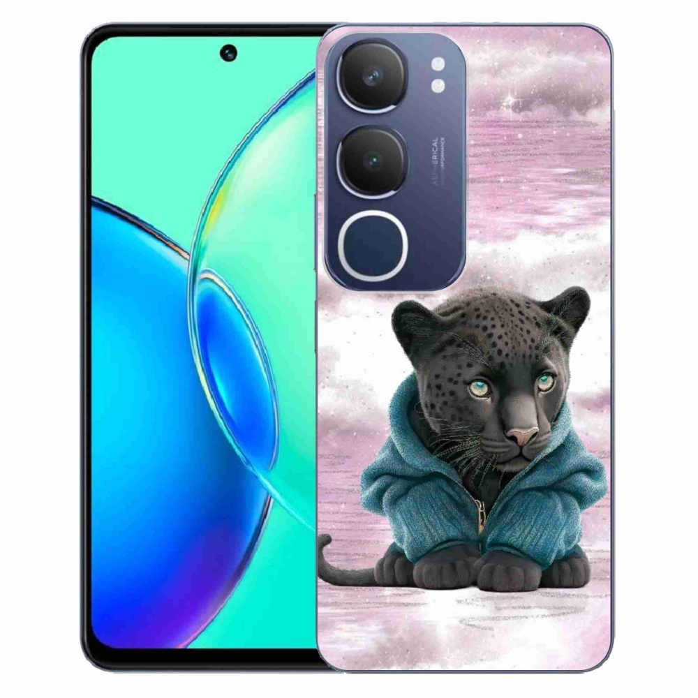 Gelový kryt mmCase na Vivo Y19s - černý panter ve svetru
