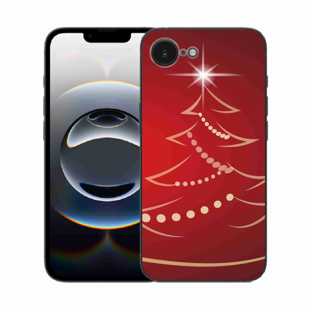 Gelový kryt mmCase na iPhone 16e - kreslený vánoční stromek