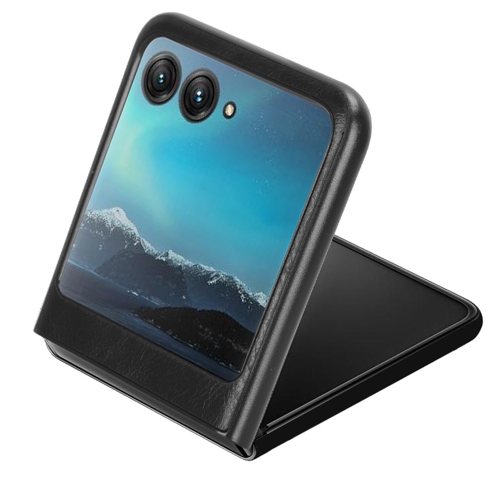 Vintages plastový kryt s umělou kůží na Motorola Razr 40 Ultra 5G - černý