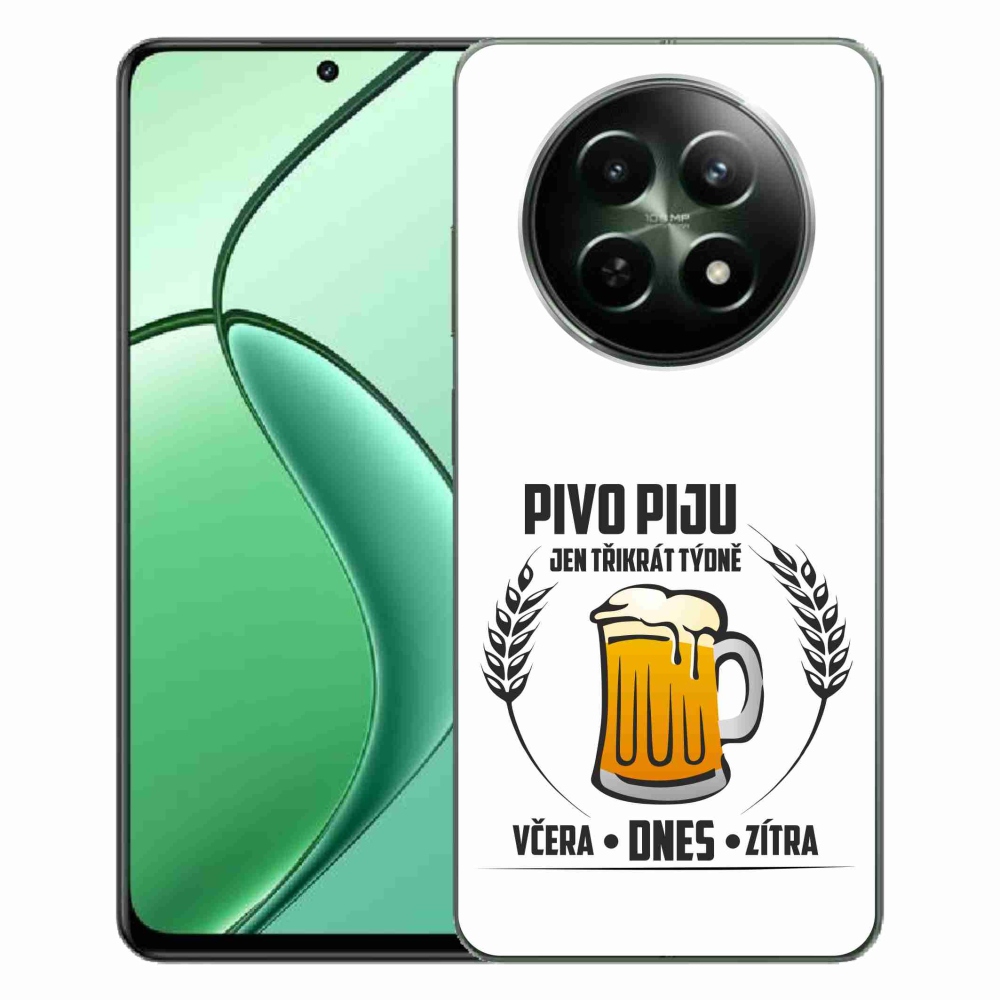 Gelový kryt mmCase na Realme 12 5G/12x 5G - pivní motiv bílé pozadí
