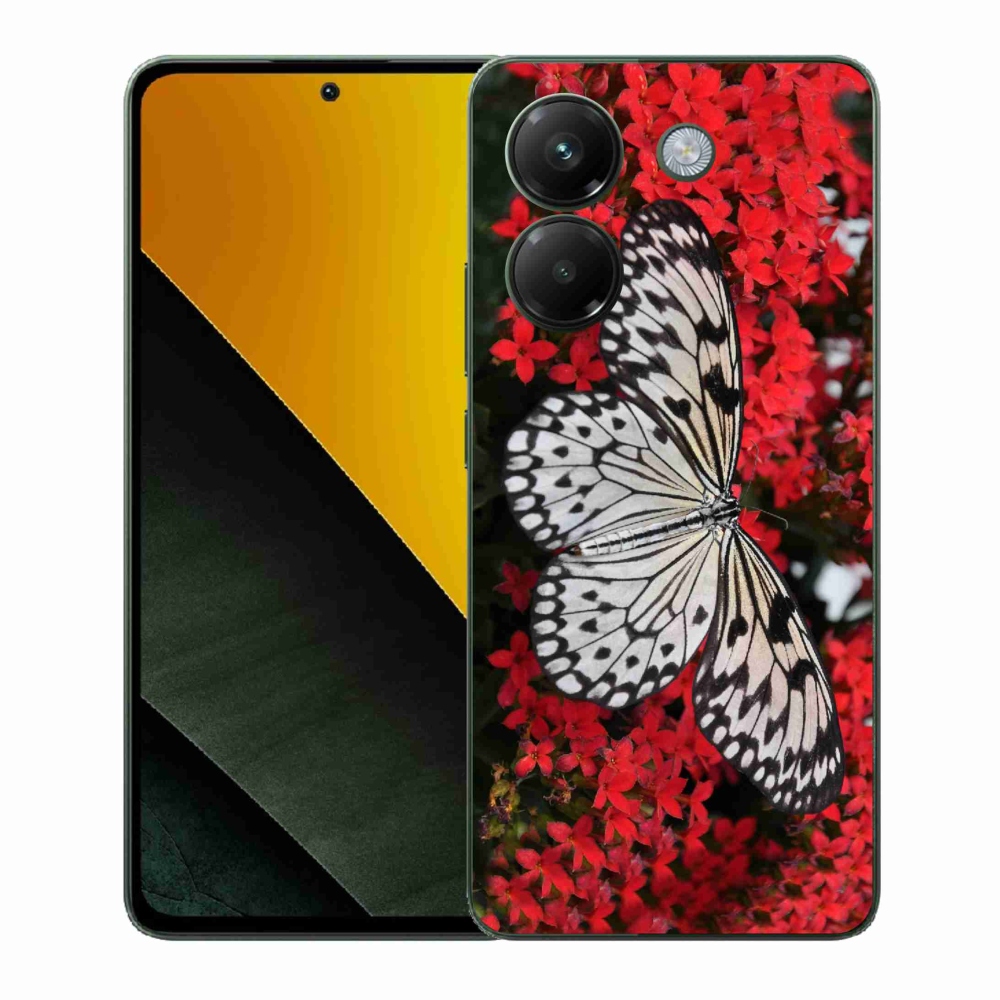Gelový kryt mmCase na Xiaomi Poco M7 Pro 5G - černobílý motýl 1