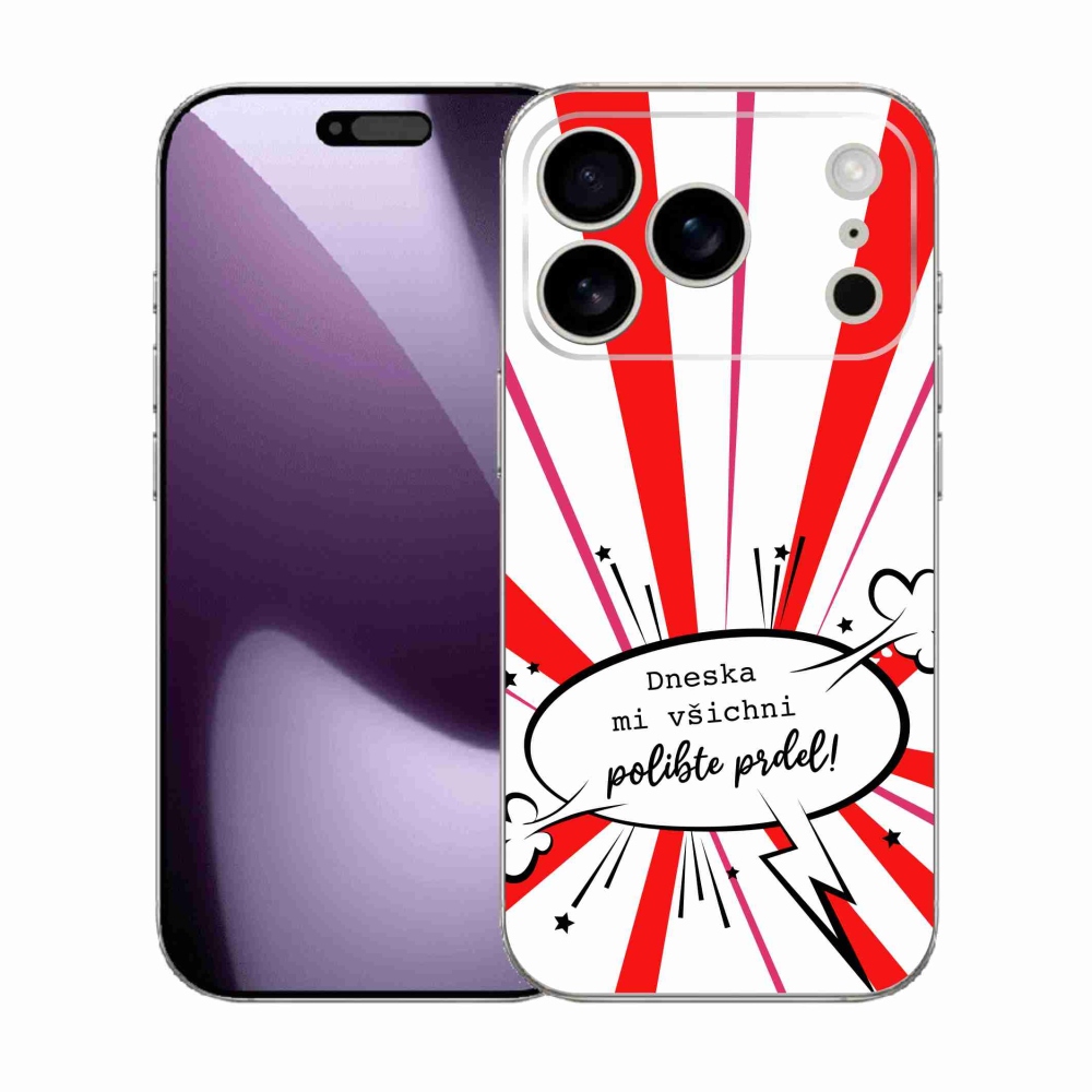 Gelový kryt mmCase na iPhone 17 Pro - vtipný text 15 bílé pozadí