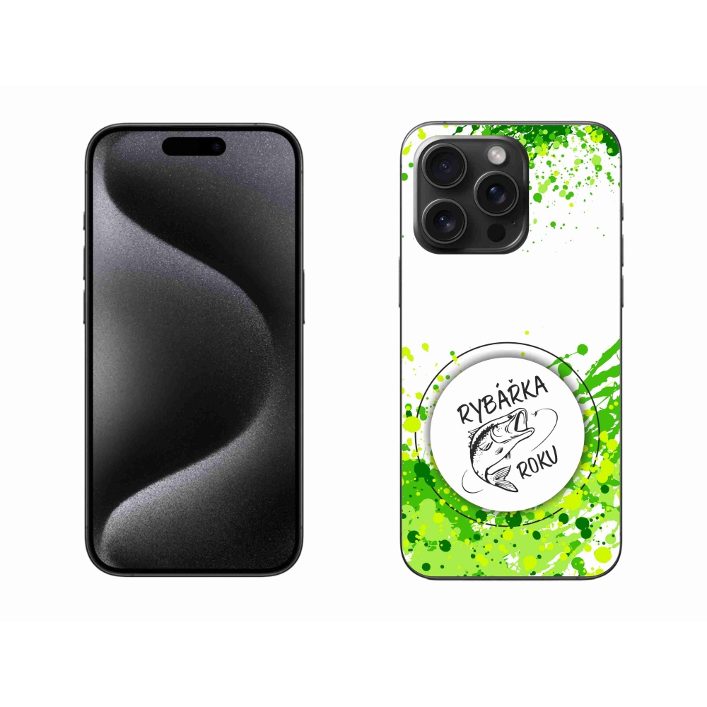 Gelový kryt mmCase na iPhone 15 Pro Max - rybářka roku bílé pozadí