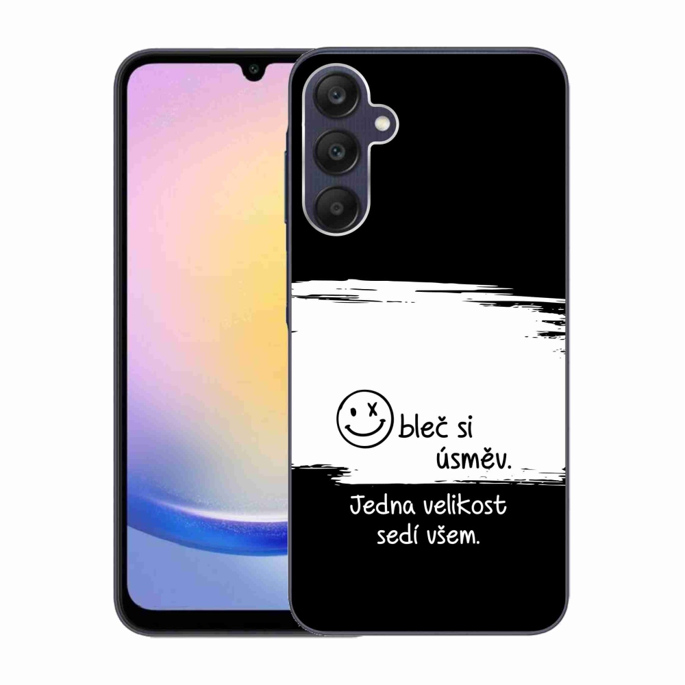 Gelový kryt mmCase na Samsung Galaxy A25 5G - vtipný text 8 bíločerné pozadí