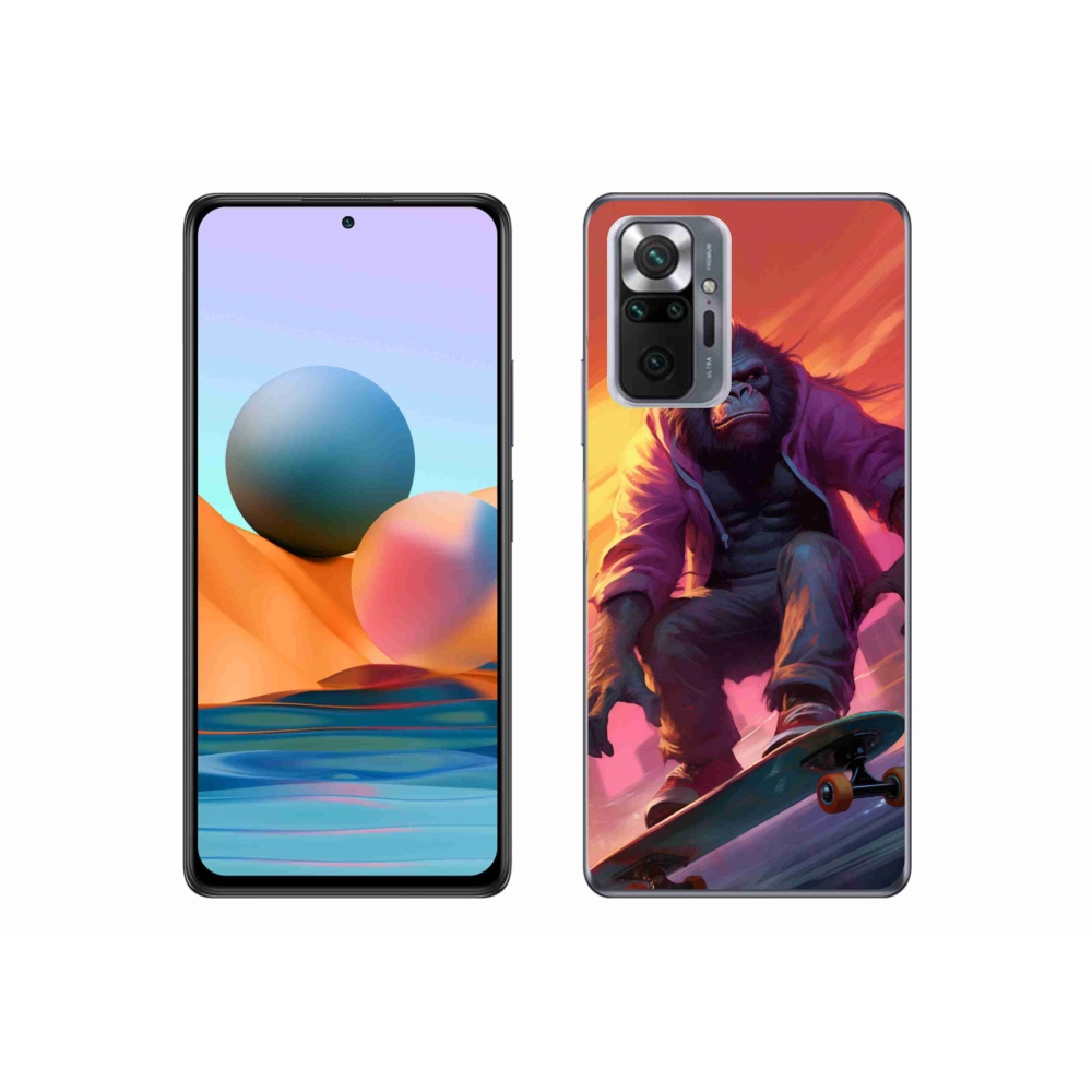 Gelový kryt mmCase na Xiaomi Redmi Note 10 Pro - gorila na skateboardu