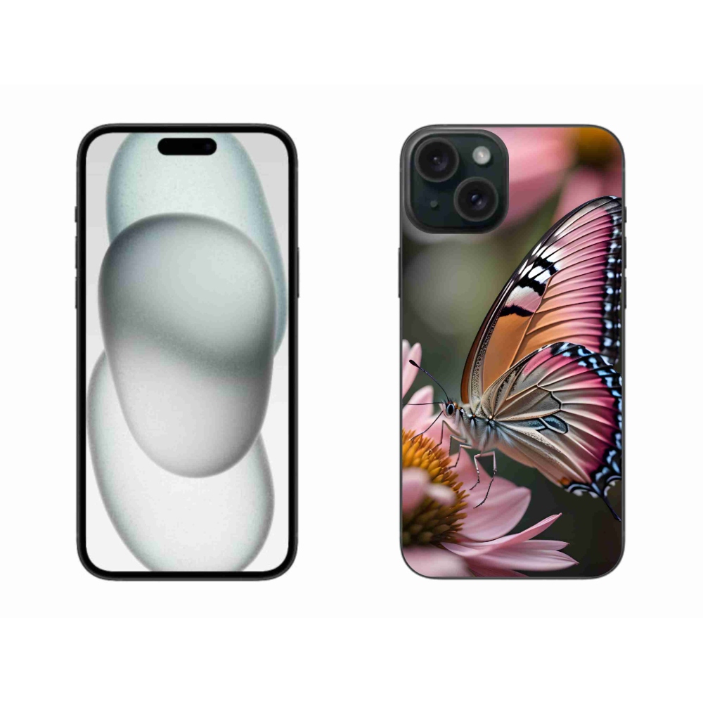 Gelový kryt mmCase na iPhone 15 Plus - barevný motýl