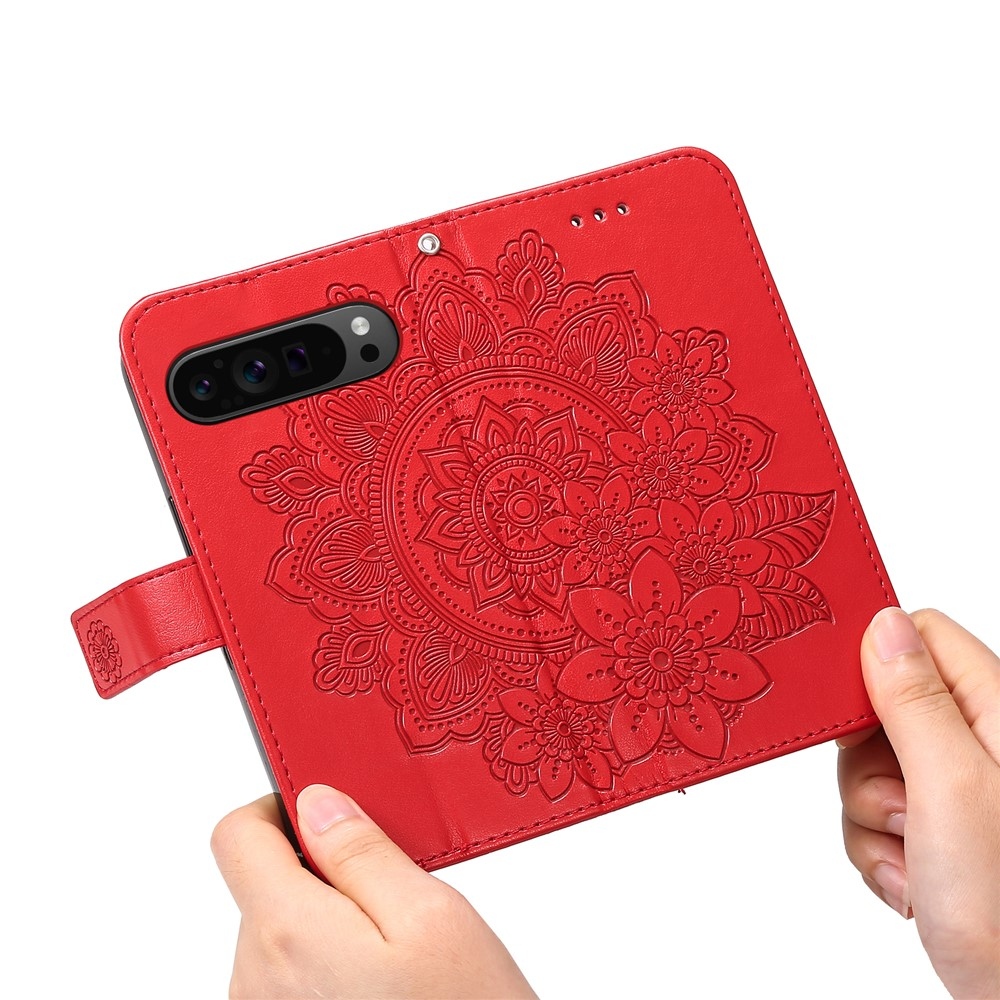 Mandala knížkové pouzdro na Google Pixel 10 Pro XL/Pixel 9 Pro XL - červené
