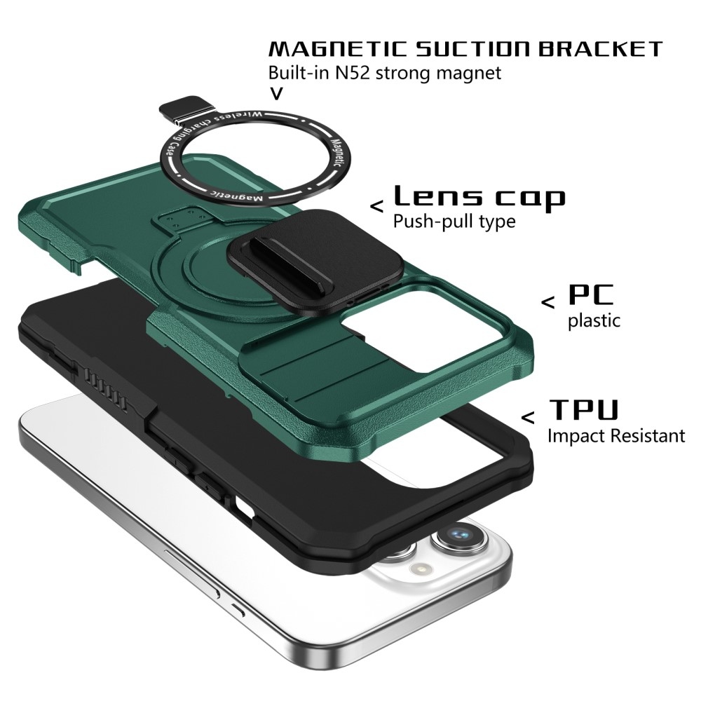 Military odolný kryt s MagSafe na iPhone 14 Pro Max - tmavězelený