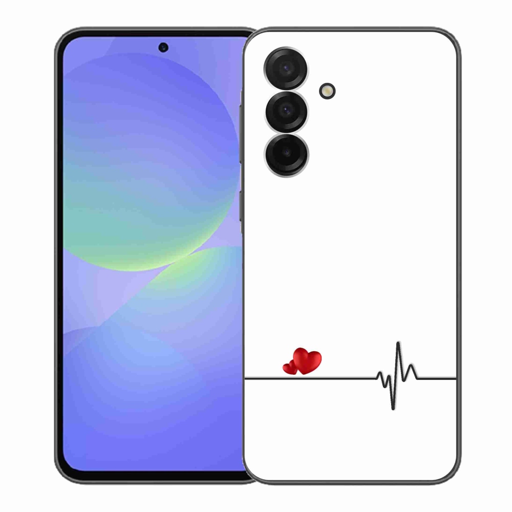 Gelový kryt mmCase na Samsung Galaxy A36 5G - srdce a tep bílé pozadí