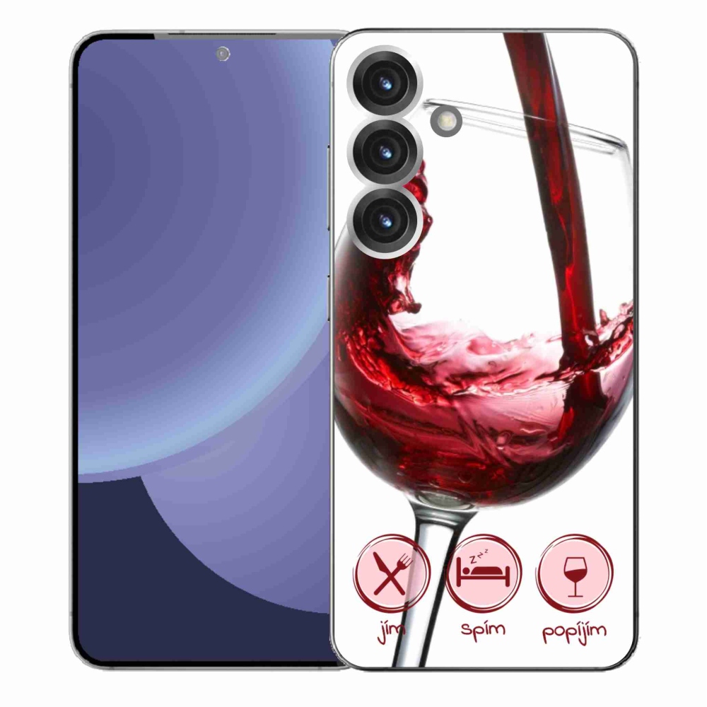Gelový kryt mmCase na Samsung Galaxy S25+ - sklenička vína červené