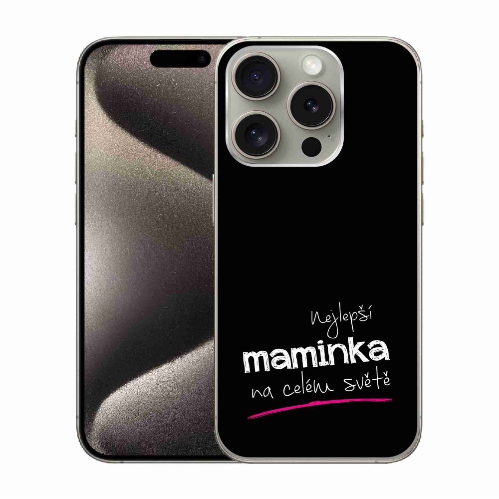 Gelový kryt mmCase na iPhone 15 Pro - nejlepší maminka 4 černé pozadí