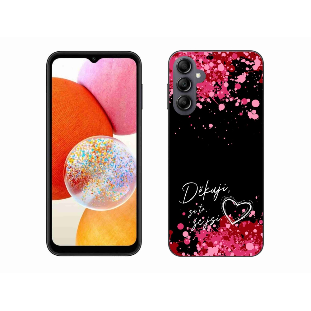 Gelový kryt mmCase na Samsung Galaxy A14 4G/5G - zamilovaný text 2 černé pozadí