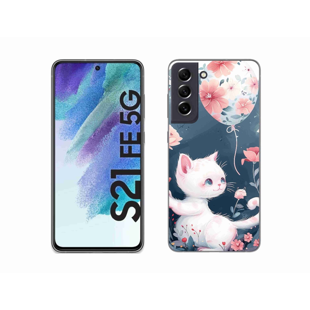 Gelový kryt mmCase na Samsung Galaxy S21 FE 5G - kotě s balónkem
