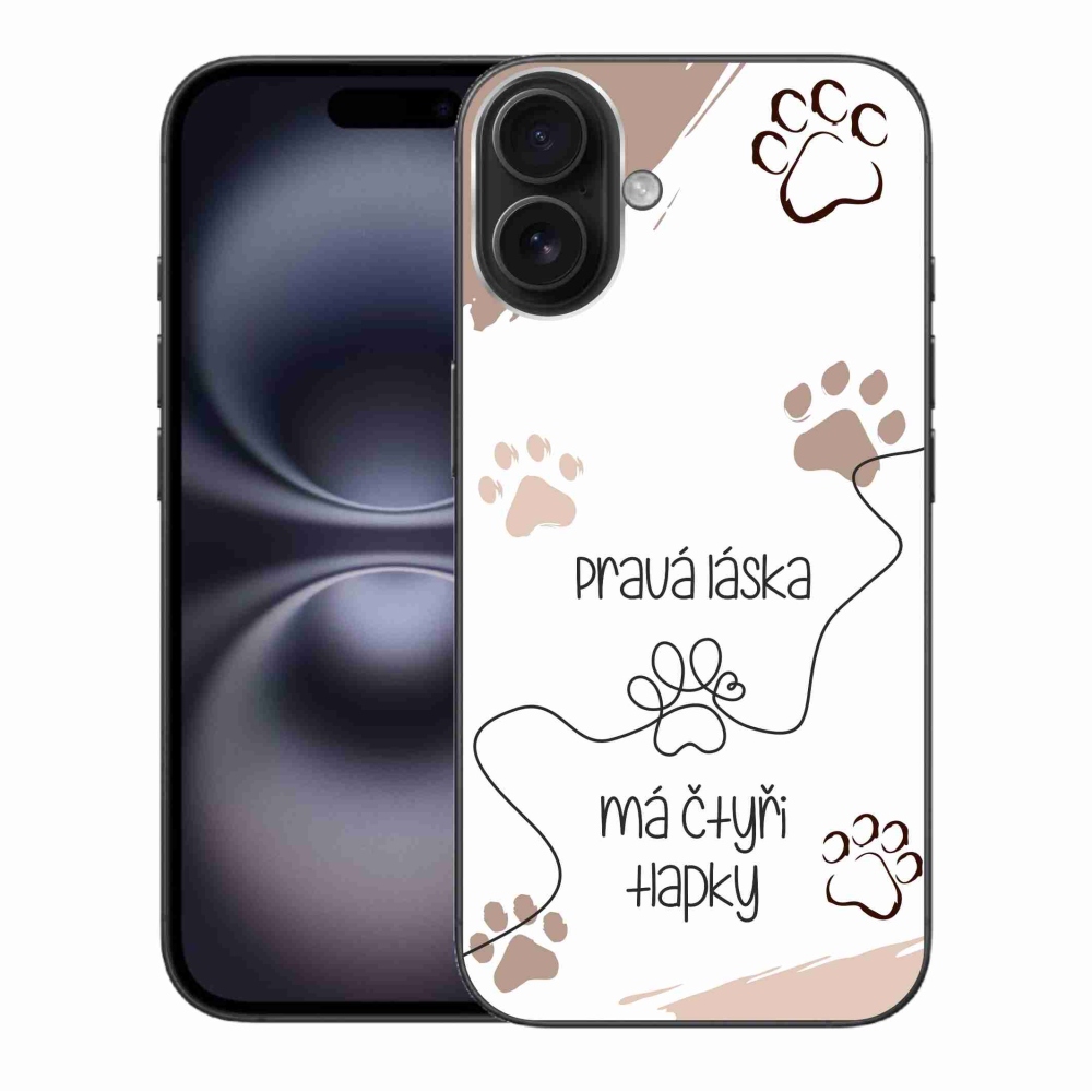 Gelový kryt mmCase na iPhone 16 Plus - psí motiv 1 bílé pozadí