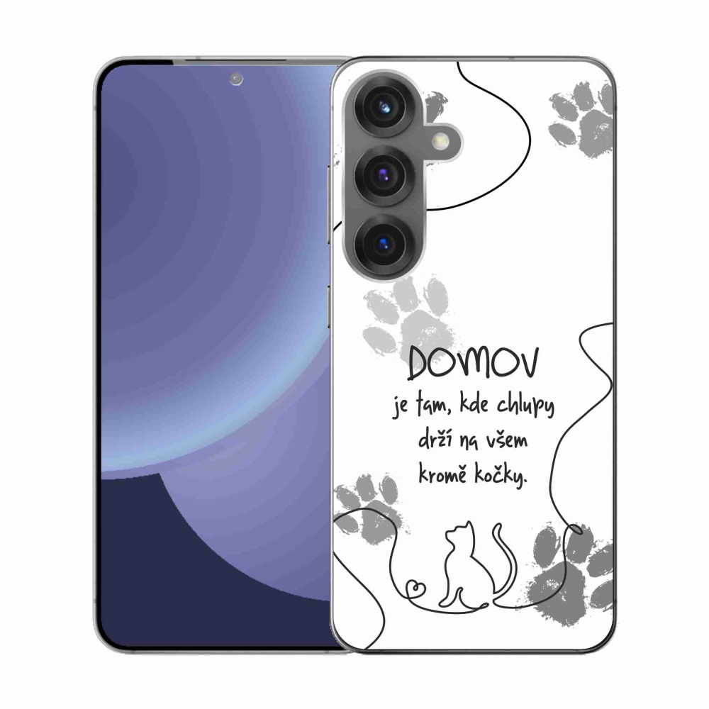 Gelový kryt mmCase na Samsung Galaxy S25 - kočičí motiv bílé pozadí