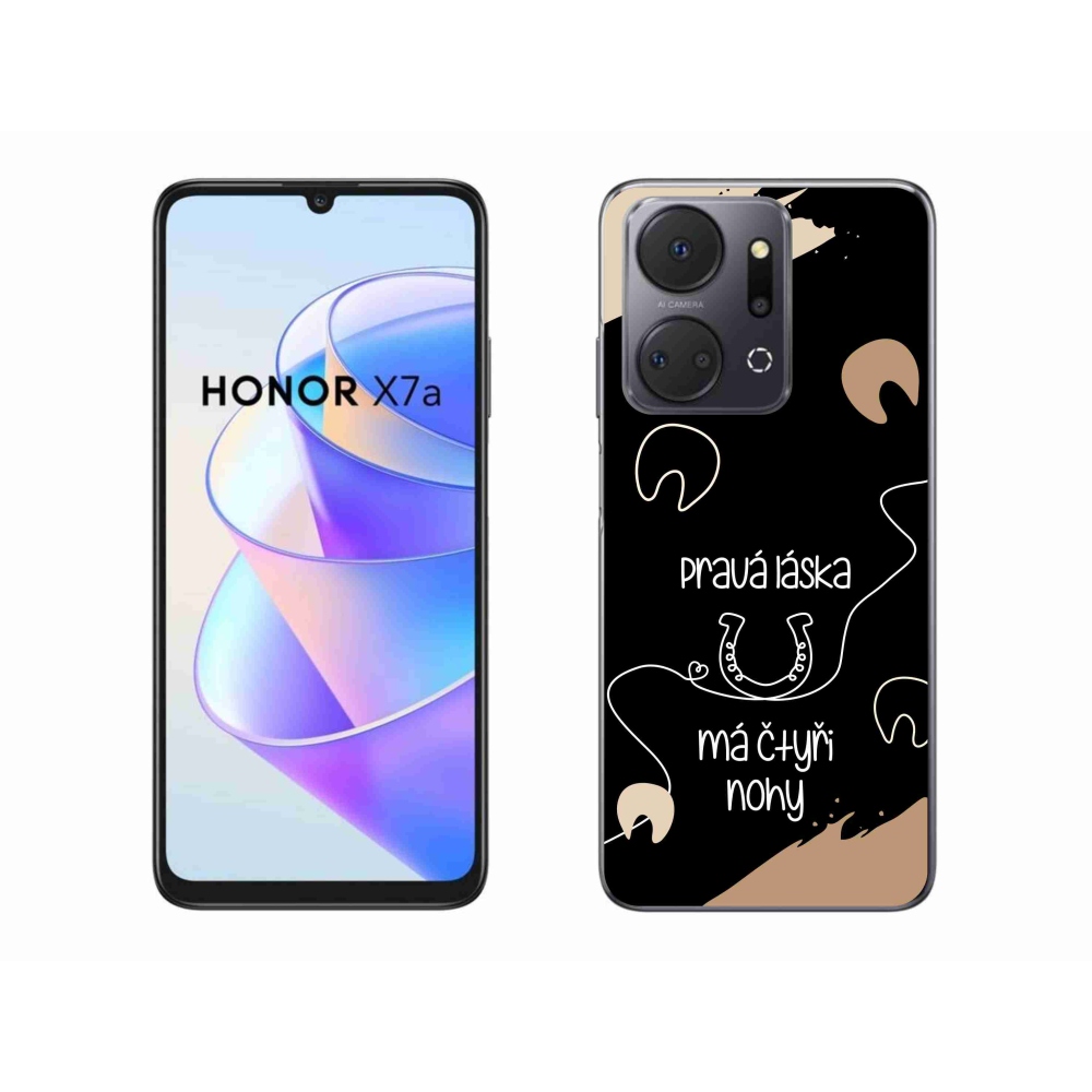 Gelový kryt mmCase na Honor X7a - koňský motiv černé pozadí
