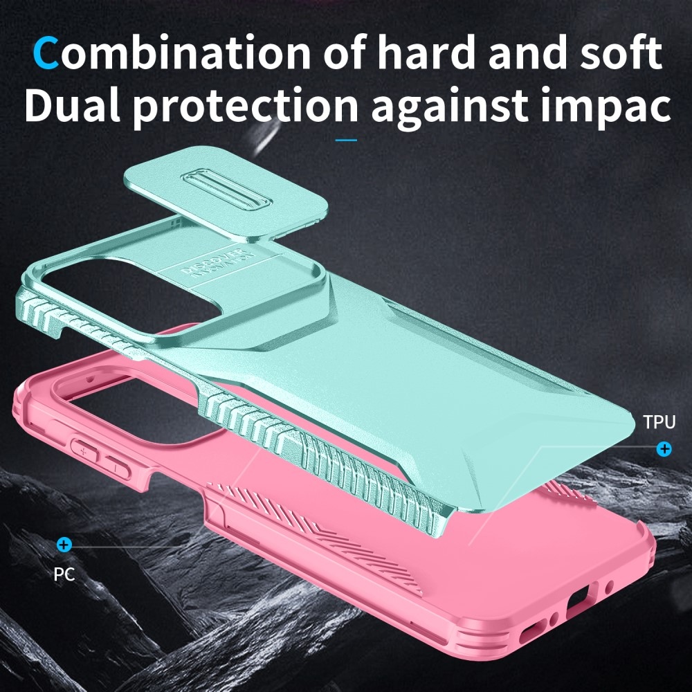 Slips odolný kryt na Samsung Galaxy A26 5G - modrozelený/růžový