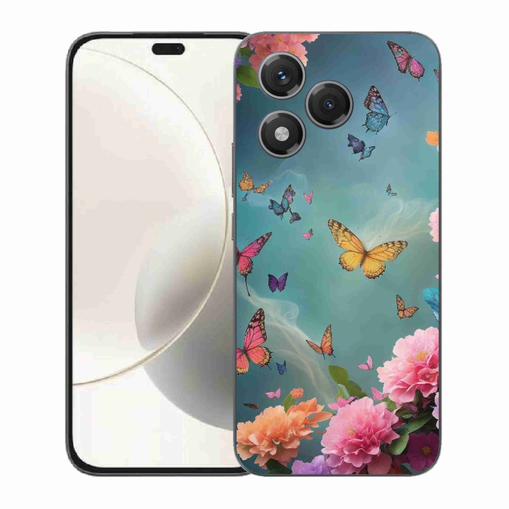 Gelový kryt mmCase na Honor 400 Lite - barevné květy a motýli
