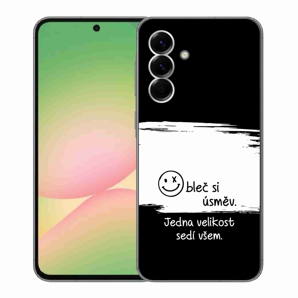 Gelový kryt mmCase na Samsung Galaxy A56 5G - vtipný text 8 bíločerné pozadí