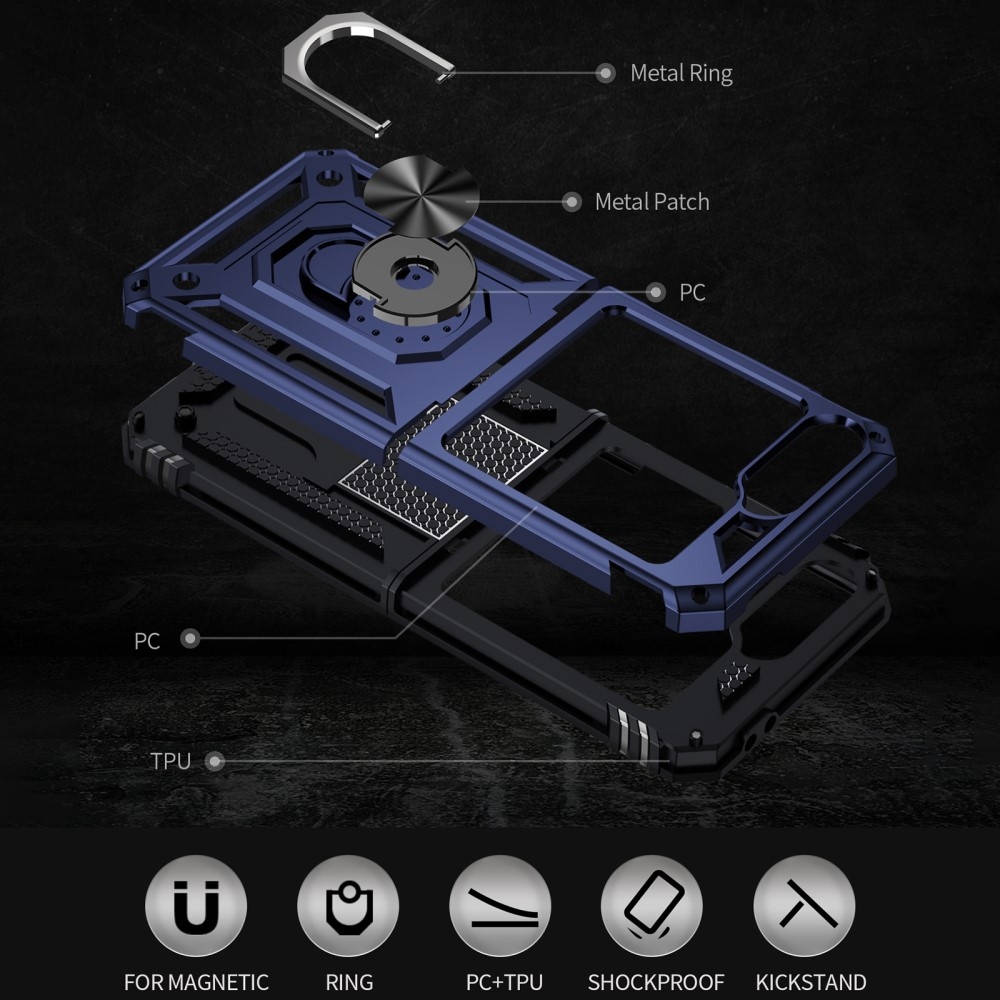 Ring odolný kryt na Samsung Galaxy Z Flip6 5G - modrý