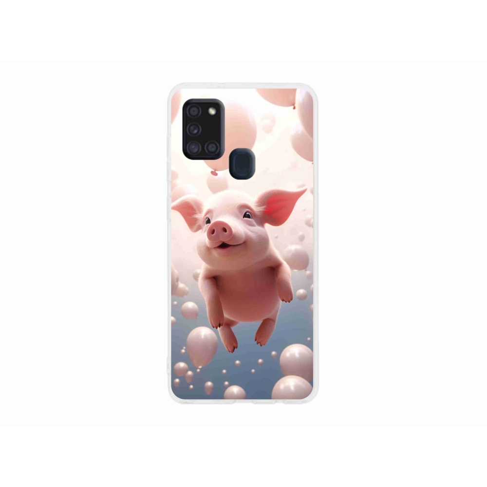 Gelový kryt mmCase na Samsung Galaxy A21s - prasátko s balónky