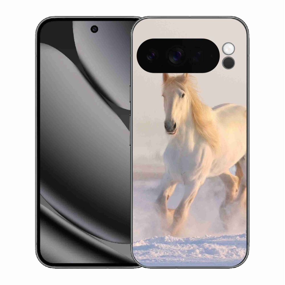 Gelový kryt mmCase na Google Pixel 10 Pro XL - kůň ve sněhu