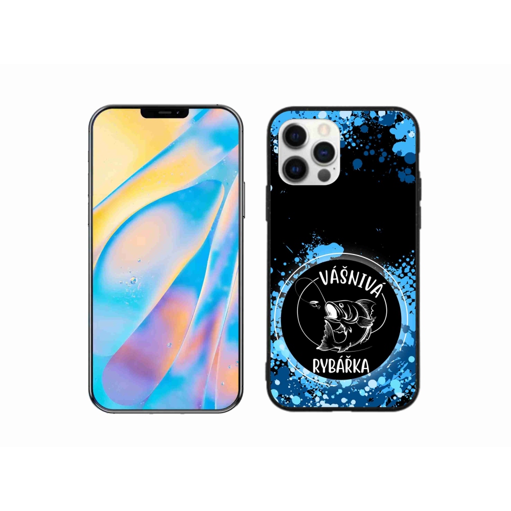 Gelový kryt mmCase na iPhone 12 - vášnivá rybářka černé pozadí