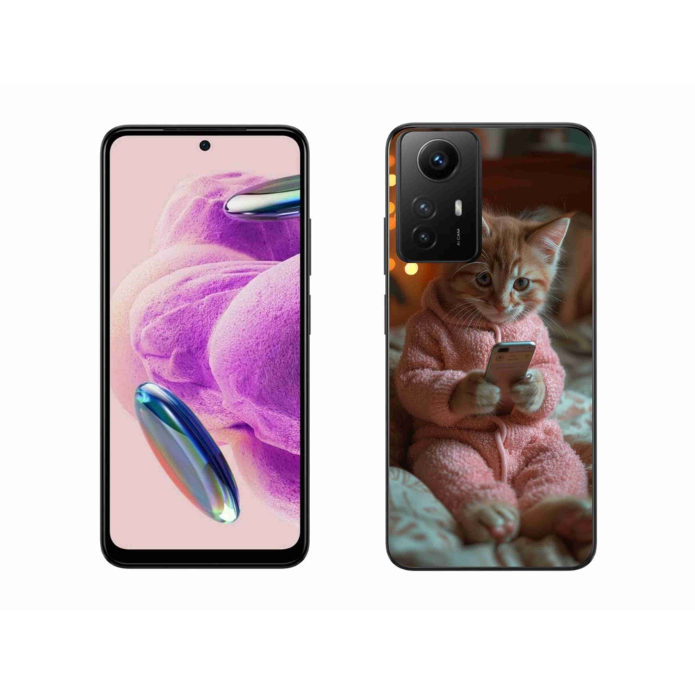 Gelový kryt mmCase na Xiaomi Redmi Note 12S - kotě s mobilem