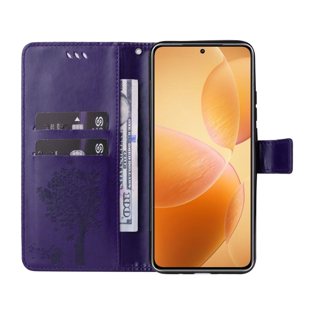 Trees knížkové pouzdro na Xiaomi 14T Pro - tmavěfialové