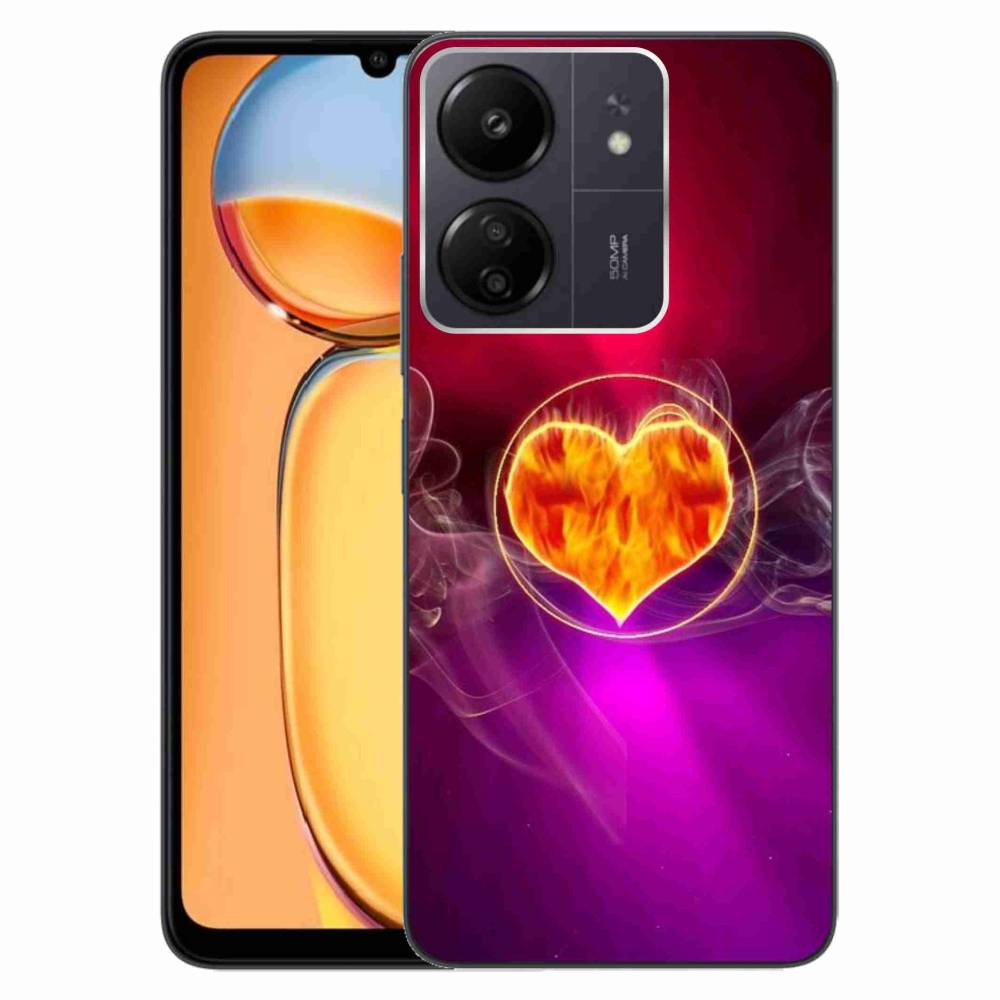 Gelový kryt mmCase na Xiaomi Poco C65/Redmi 13C - ohnivé srdce