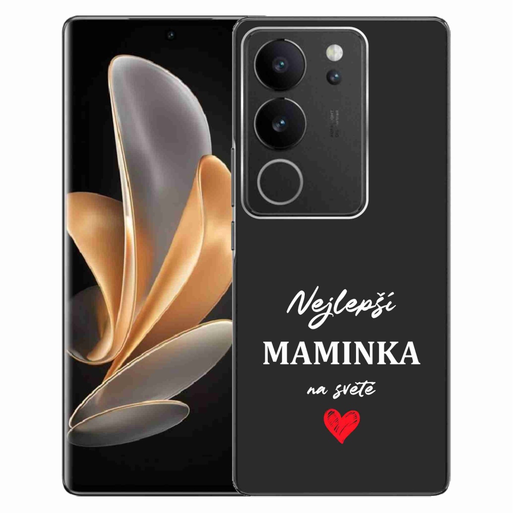 Gelový kryt mmCase na Vivo V29 5G - nejlepší maminka 1 černé pozadí