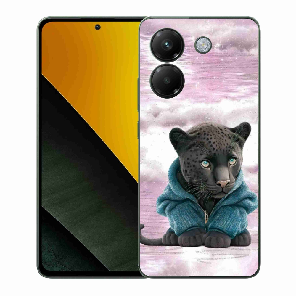 Gelový kryt mmCase na Xiaomi Poco M7 Pro 5G - černý panter ve svetru