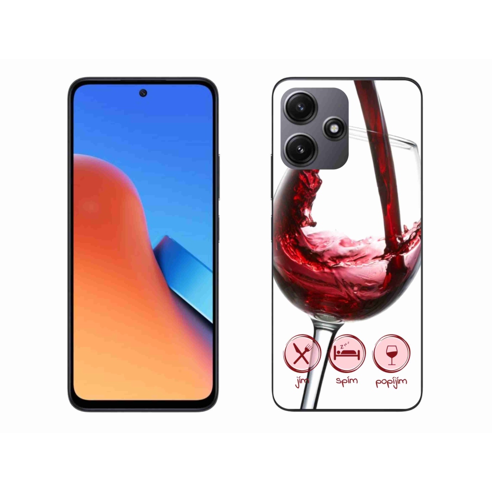 Gelový obal mmCase na Xiaomi Redmi 12 5G - sklenička vína červené
