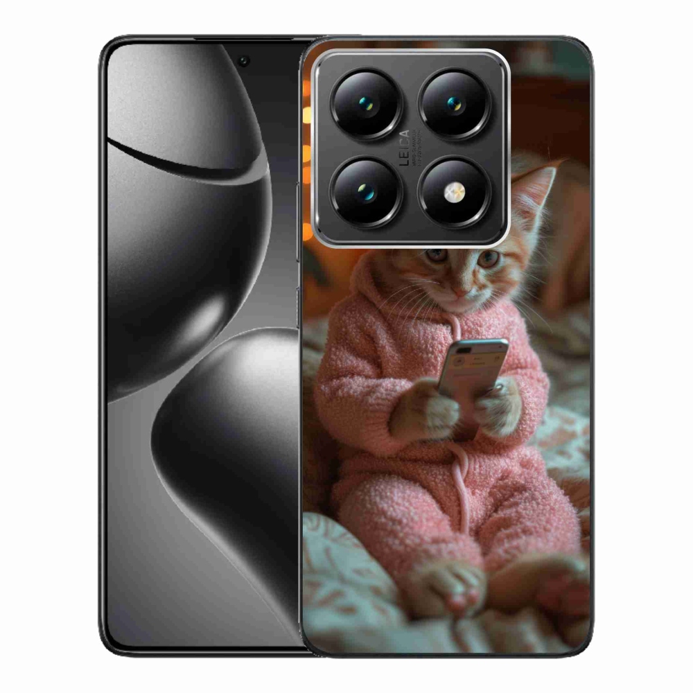 Gelový kryt mmCase na Xiaomi 14T Pro - kotě s mobilem