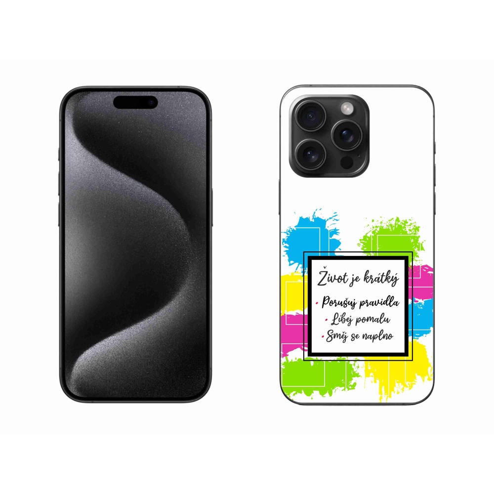 Gelový kryt mmCase na iPhone 15 Pro Max - citát 5 bílé pozadí