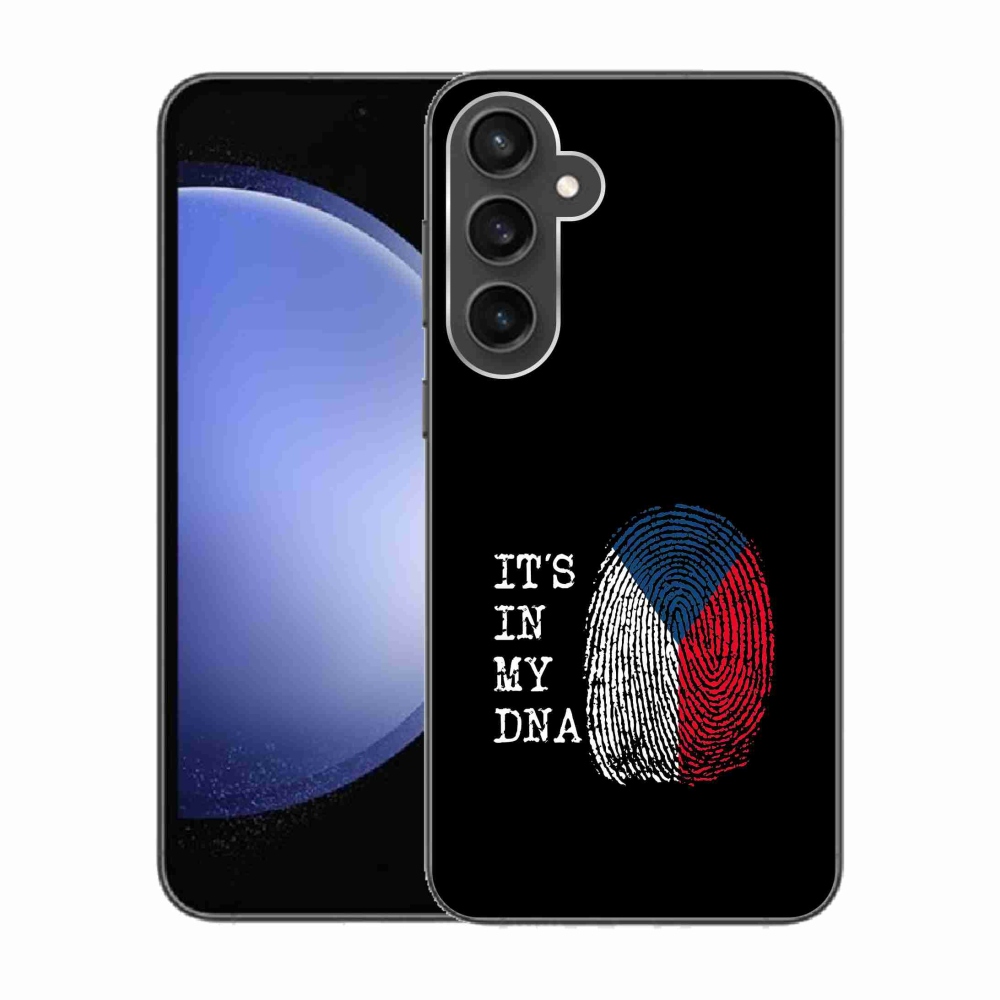 Gelový kryt mmCase na Samsung Galaxy S23 FE - vlajka otisk prstu černé pozadí