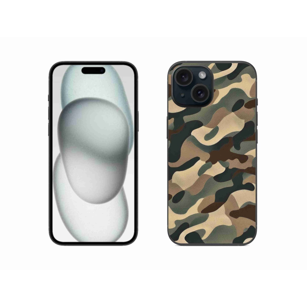 Gelový kryt mmCase na iPhone 15 - maskáčový vzor 11