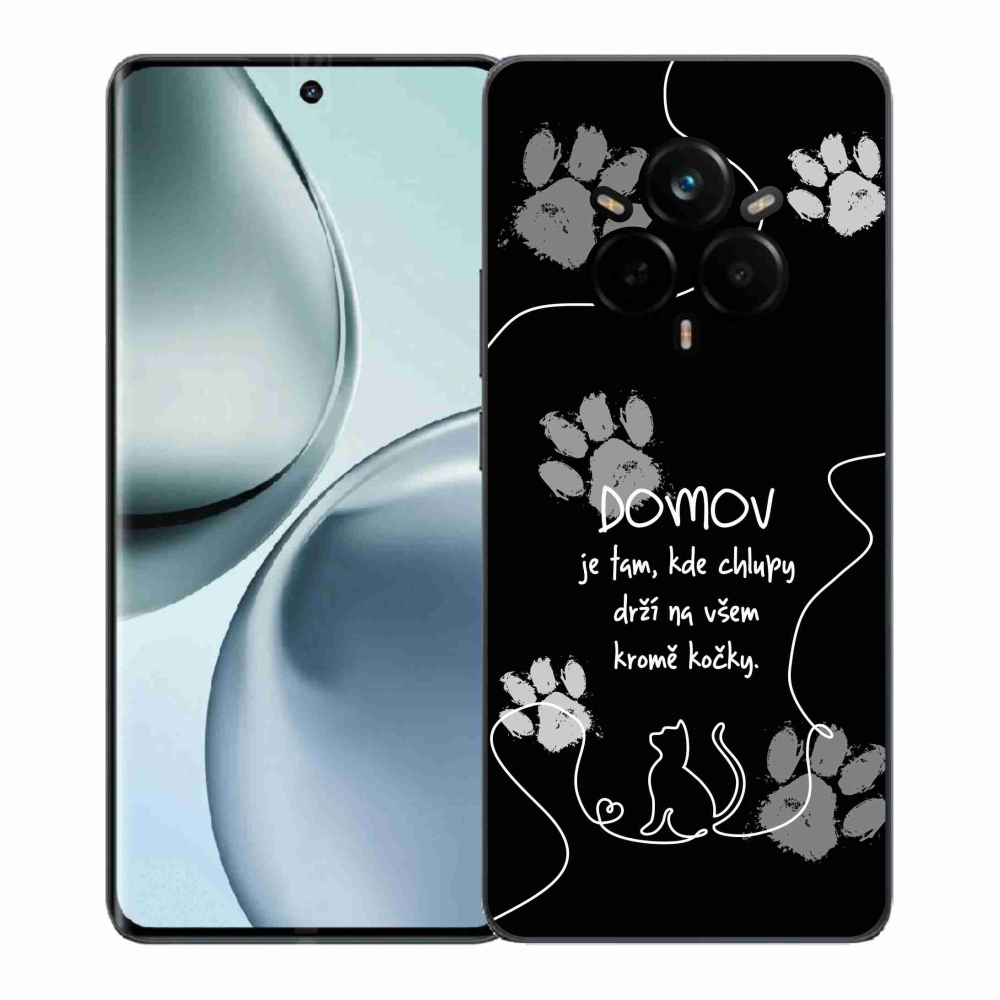 Gelový kryt mmCase na Realme 14 Pro+ 5G - kočičí motiv černé pozadí