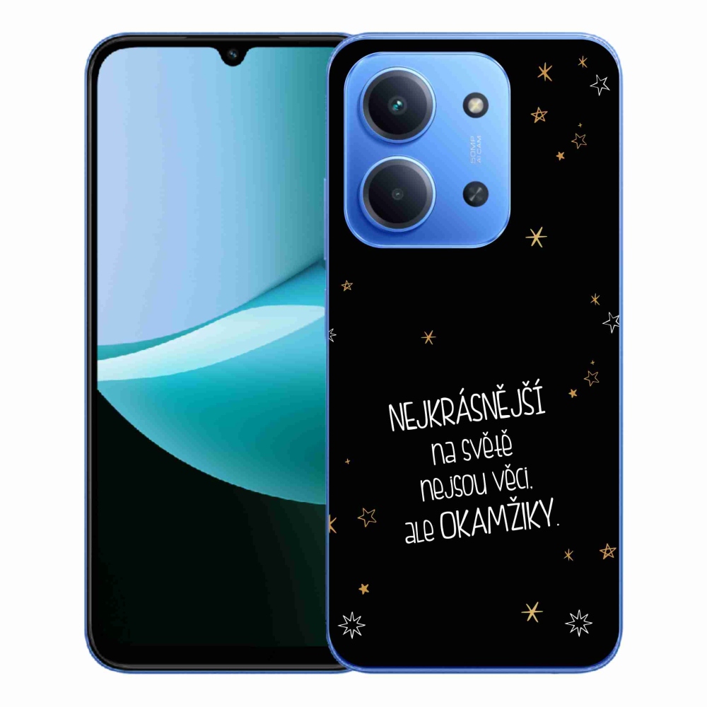 Gelový kryt mmCase na Xiaomi Redmi 15C 4G/5G (173mm) - citát 4 černé pozadí