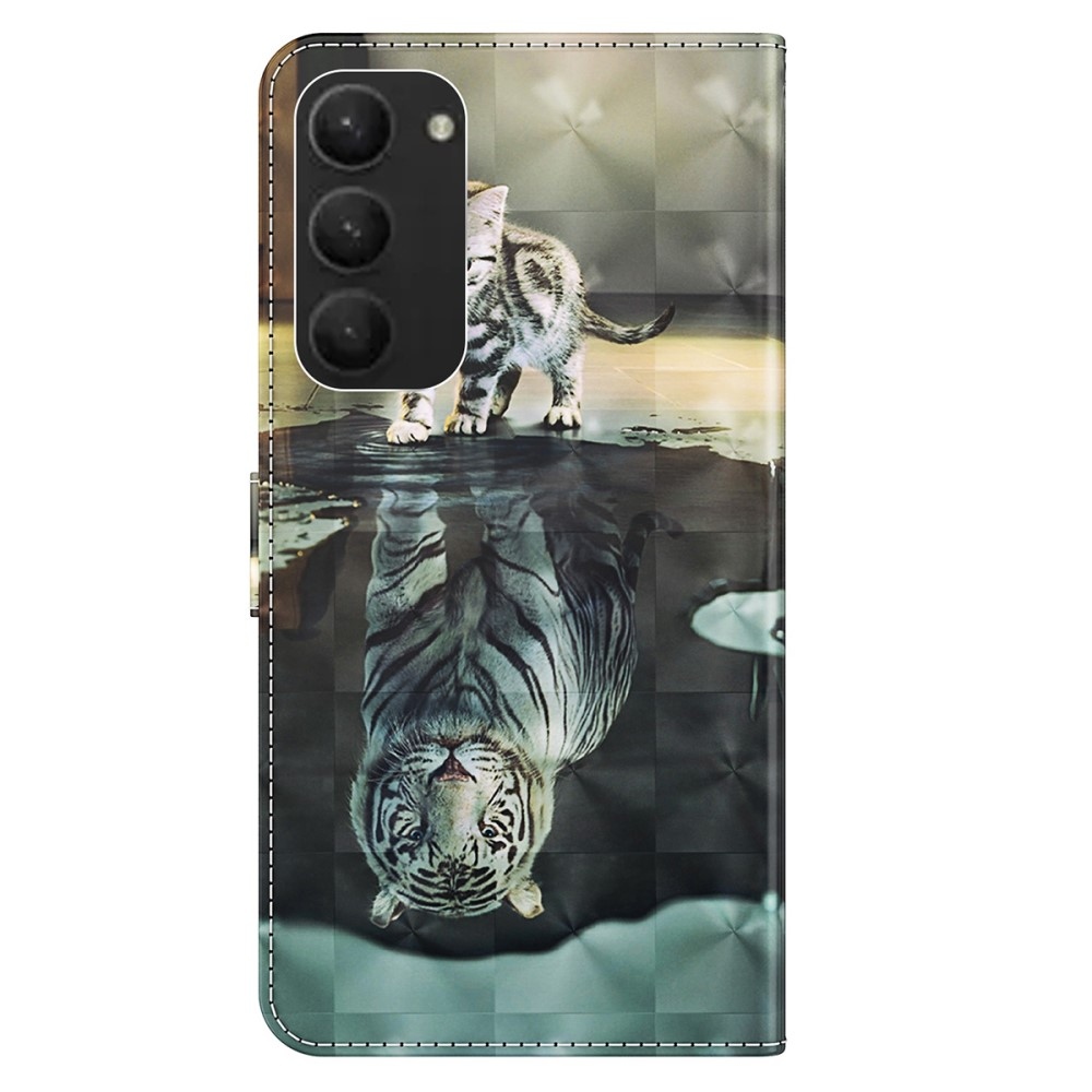 Print knížkové pouzdro na Samsung Galaxy S24+ - kočka a odraz tygra