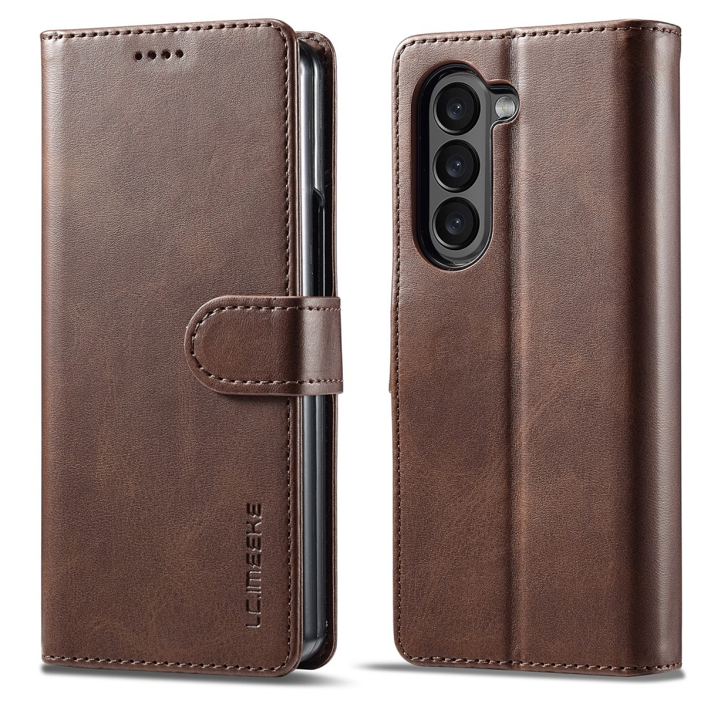 Imeeke knížkové pouzdro na Samsung Galaxy Z Fold5 5G - hnědé