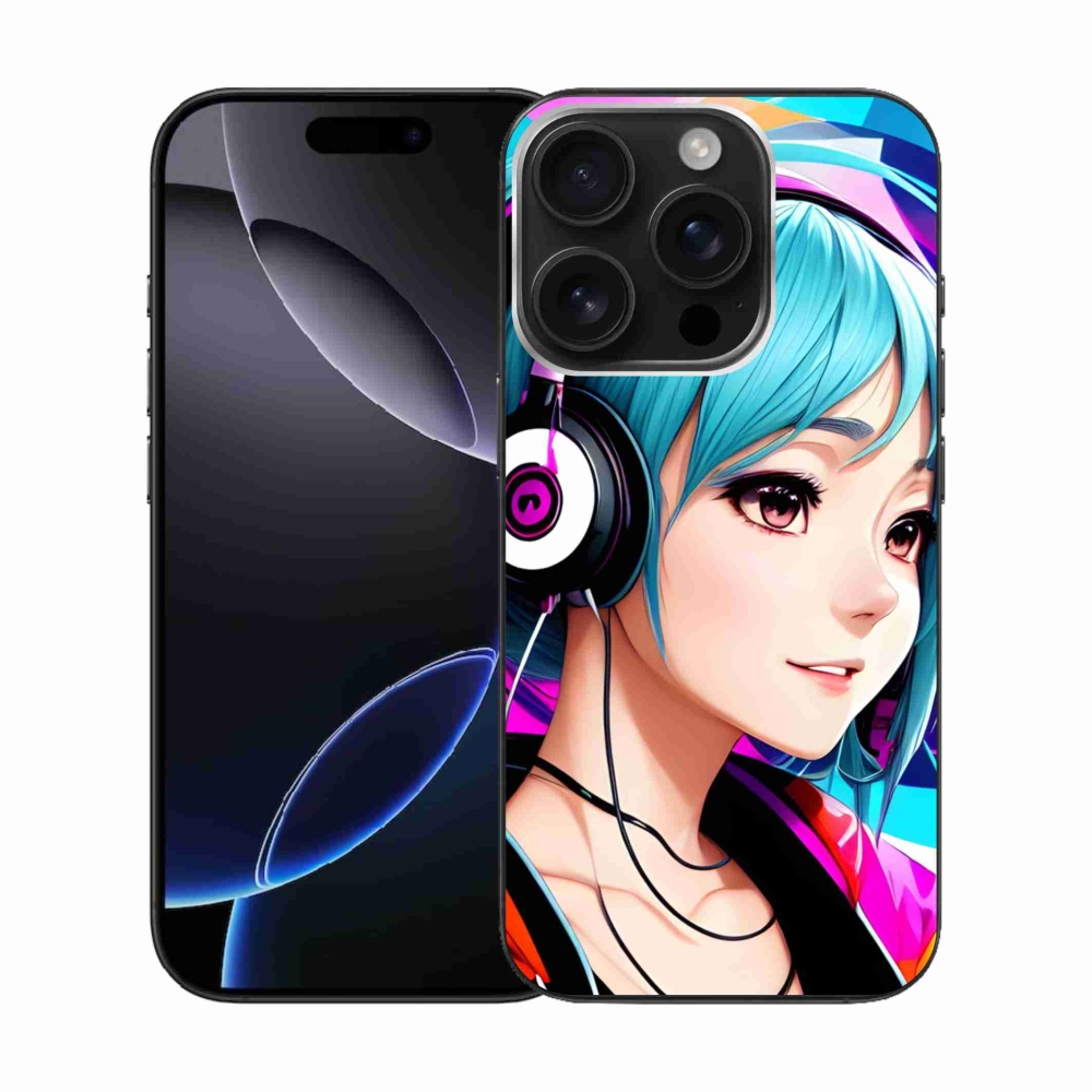 Gelový kryt mmCase na iPhone 16 Pro - dívka se sluchátky