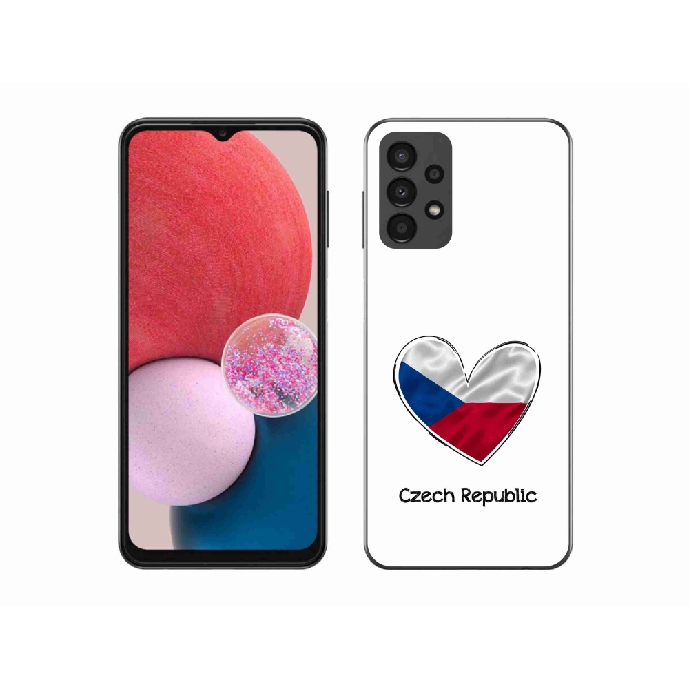 Gelový kryt mmCase na Samsung Galaxy A13 4G - vlajka srdce bílé pozadí