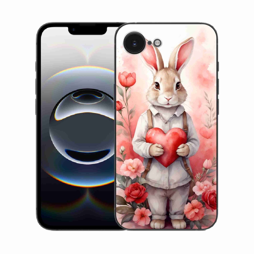 Gelový kryt mmCase na iPhone 16e - zajíc se srdíčkem