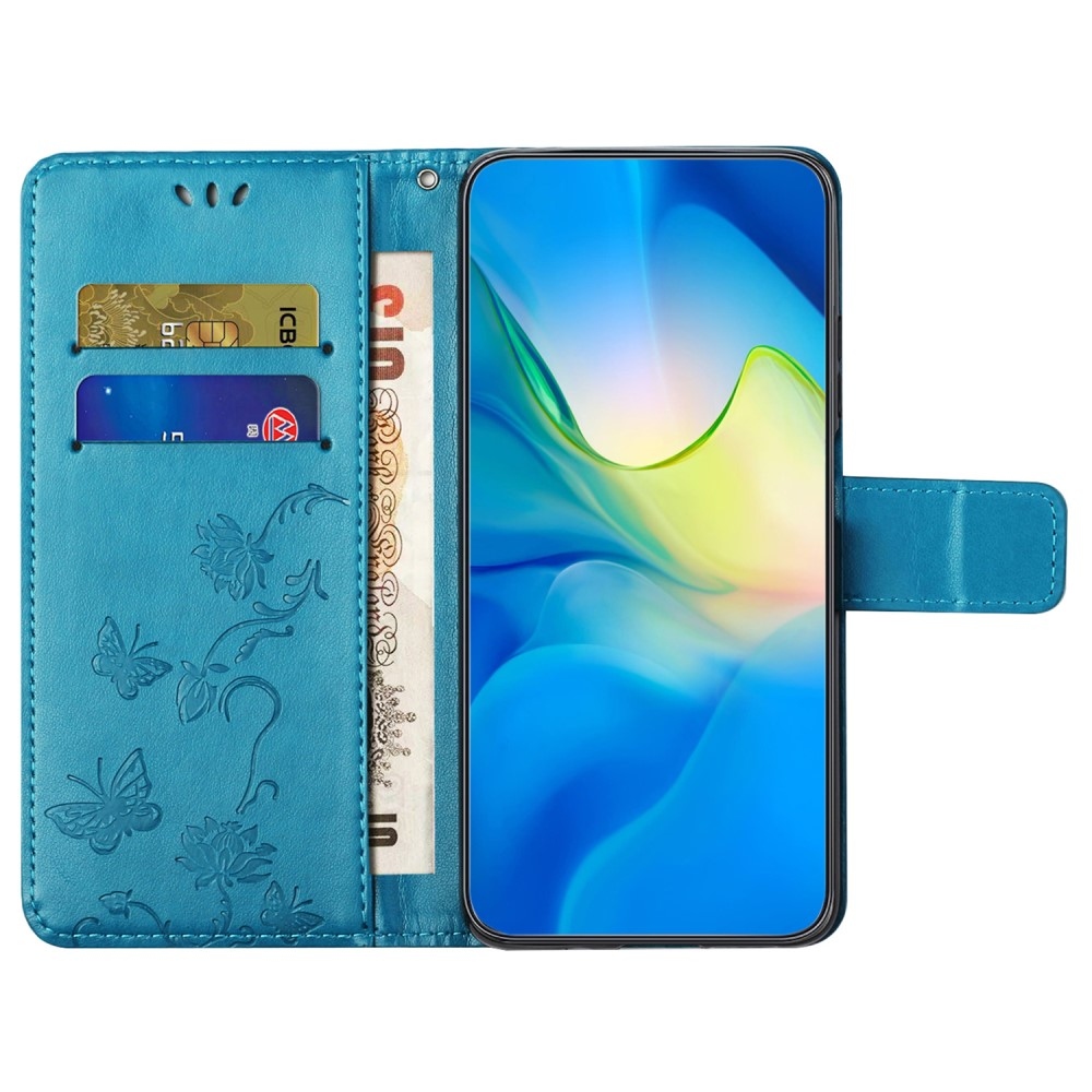 Flower knížkové pouzdro na Xiaomi Redmi 12 4G/5G - modré
