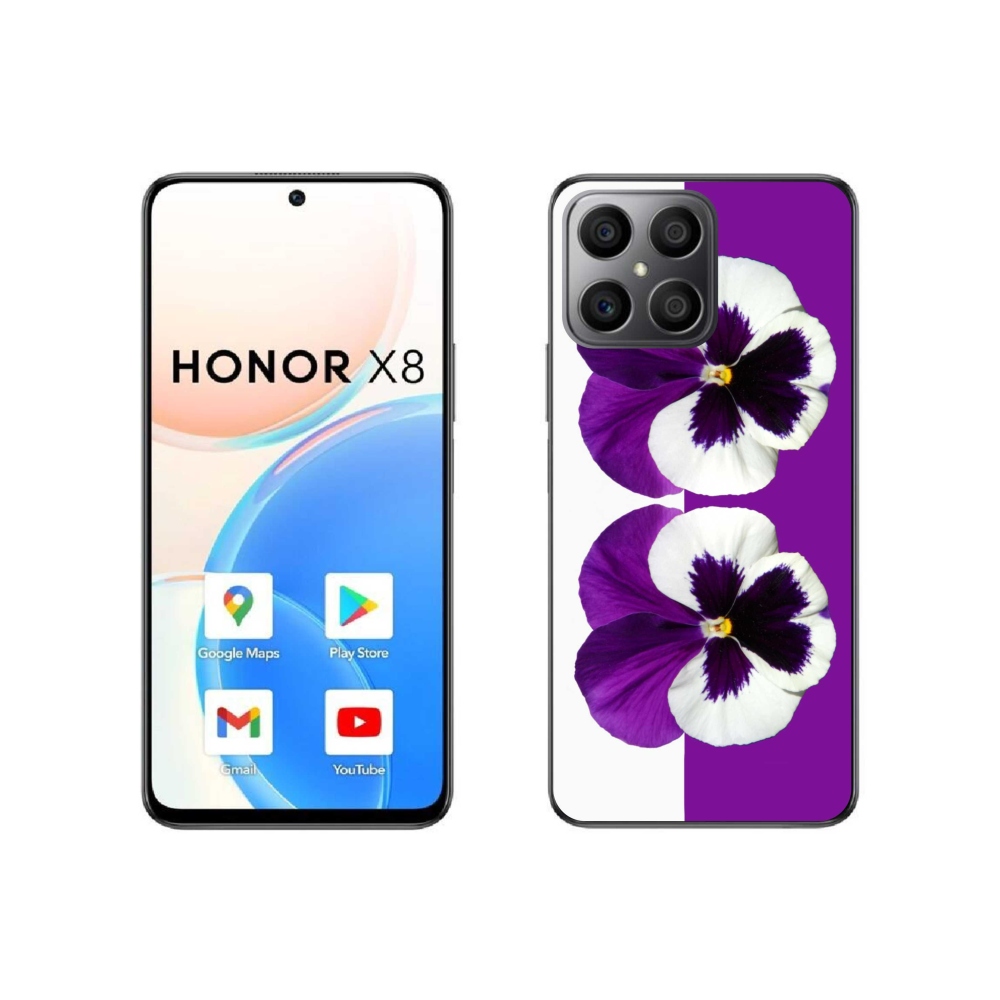 Gelový kryt mmCase na Honor X8 4G - fialovobílý květ